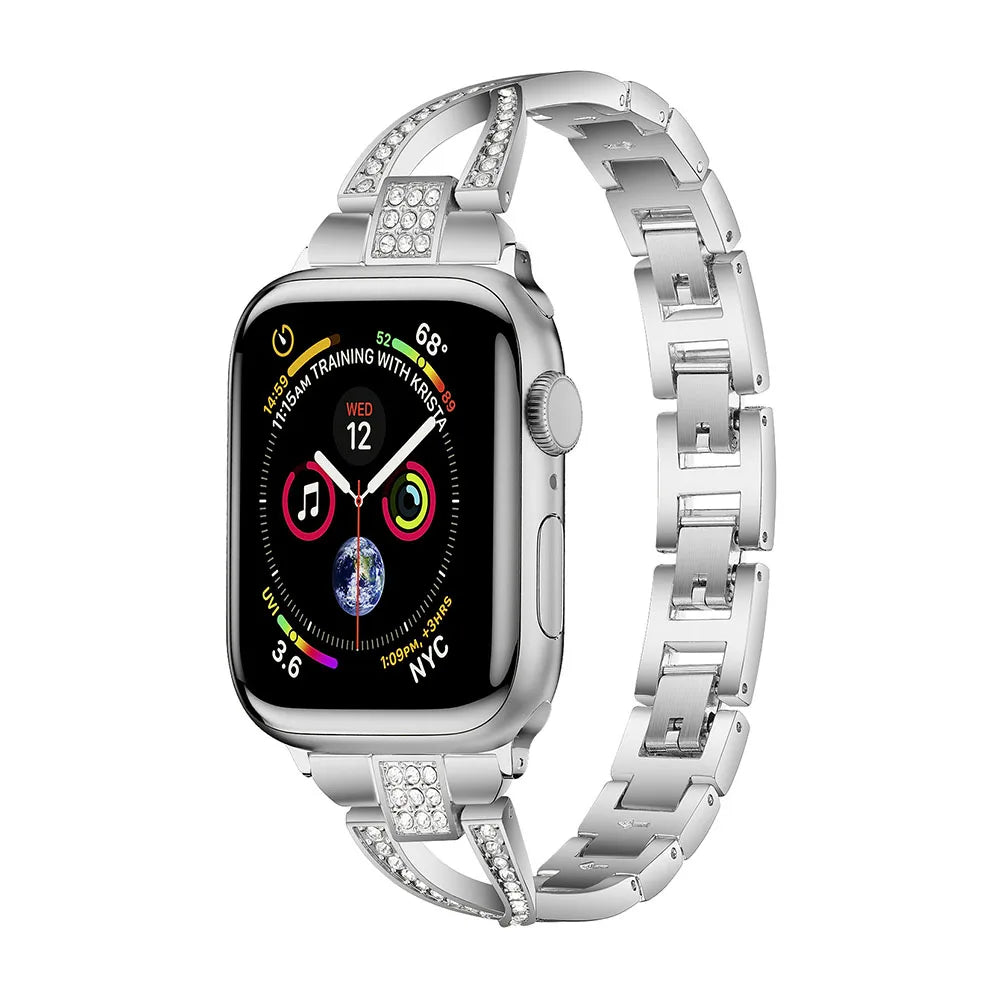 Apex — diamond-inlaid metal bracelet watch strap