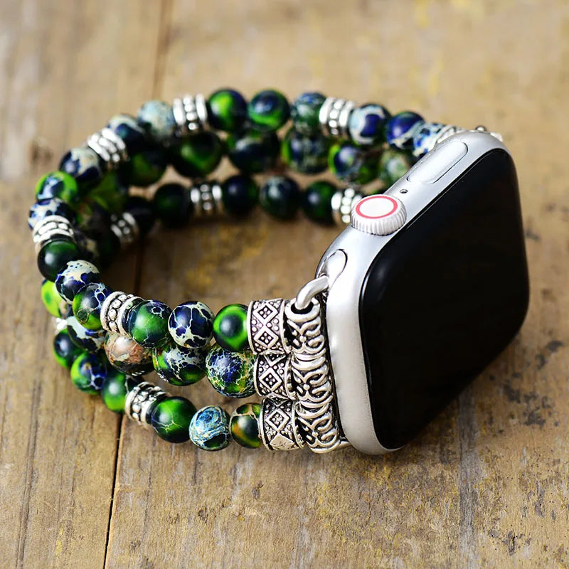 Dusk — beaded stretch bracelet watch strap