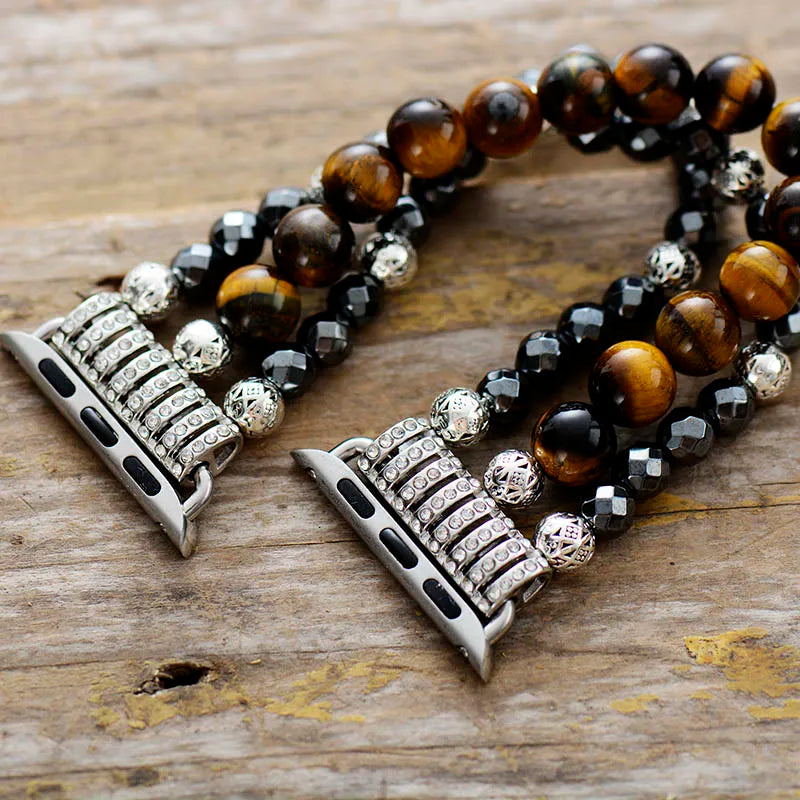 Flint — beaded stretch bracelet watch strap