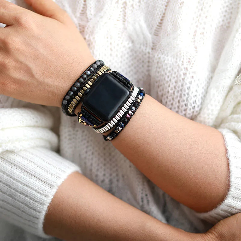 Cord — wrap beaded bracelet watch strap