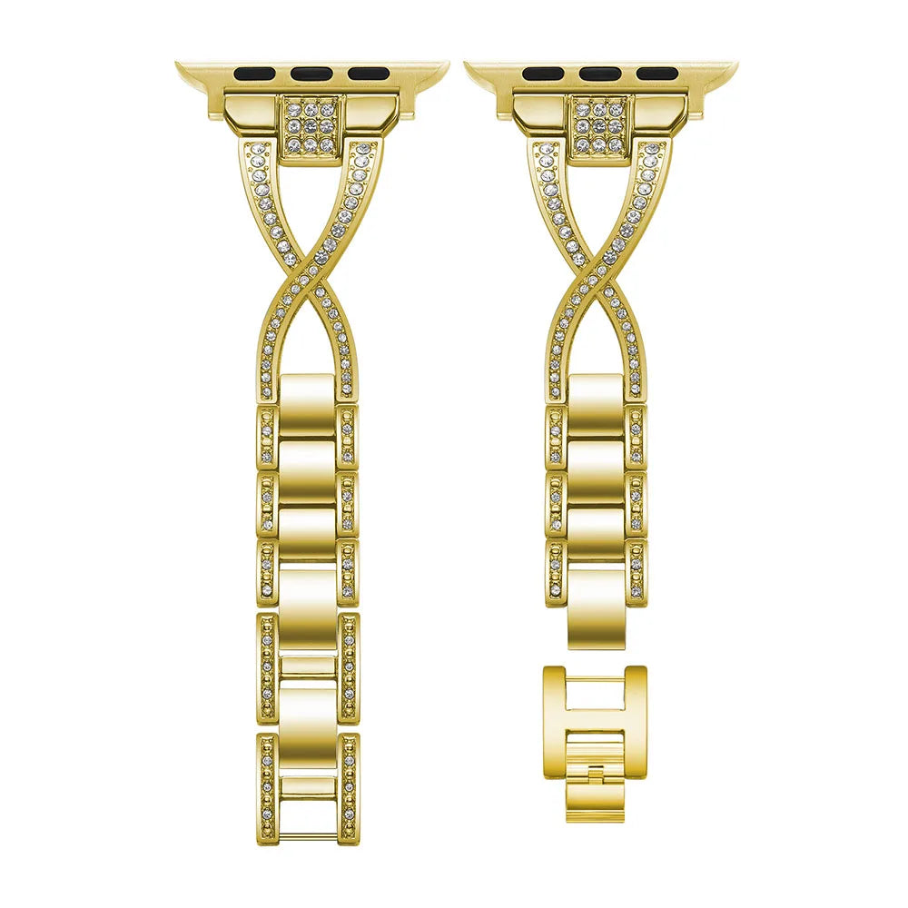 Apex — diamond-inlaid metal bracelet watch strap