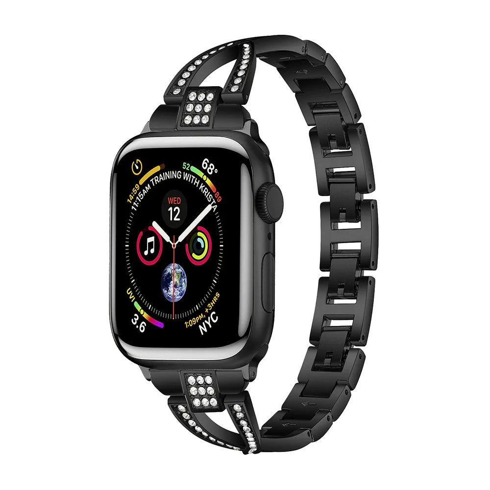 Apex — diamond-inlaid metal bracelet watch strap