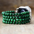 Sage — matte beaded stretch bracelet watch strap