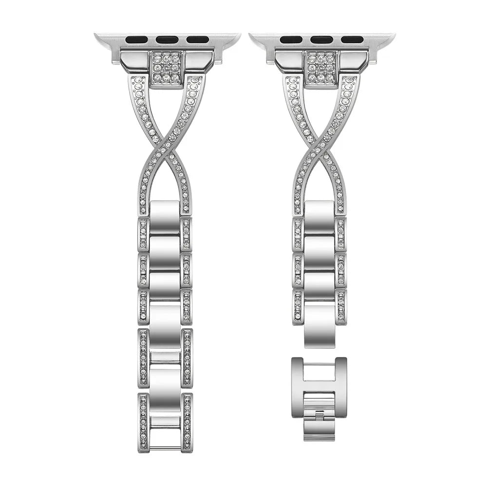 Apex — diamond-inlaid metal bracelet watch strap