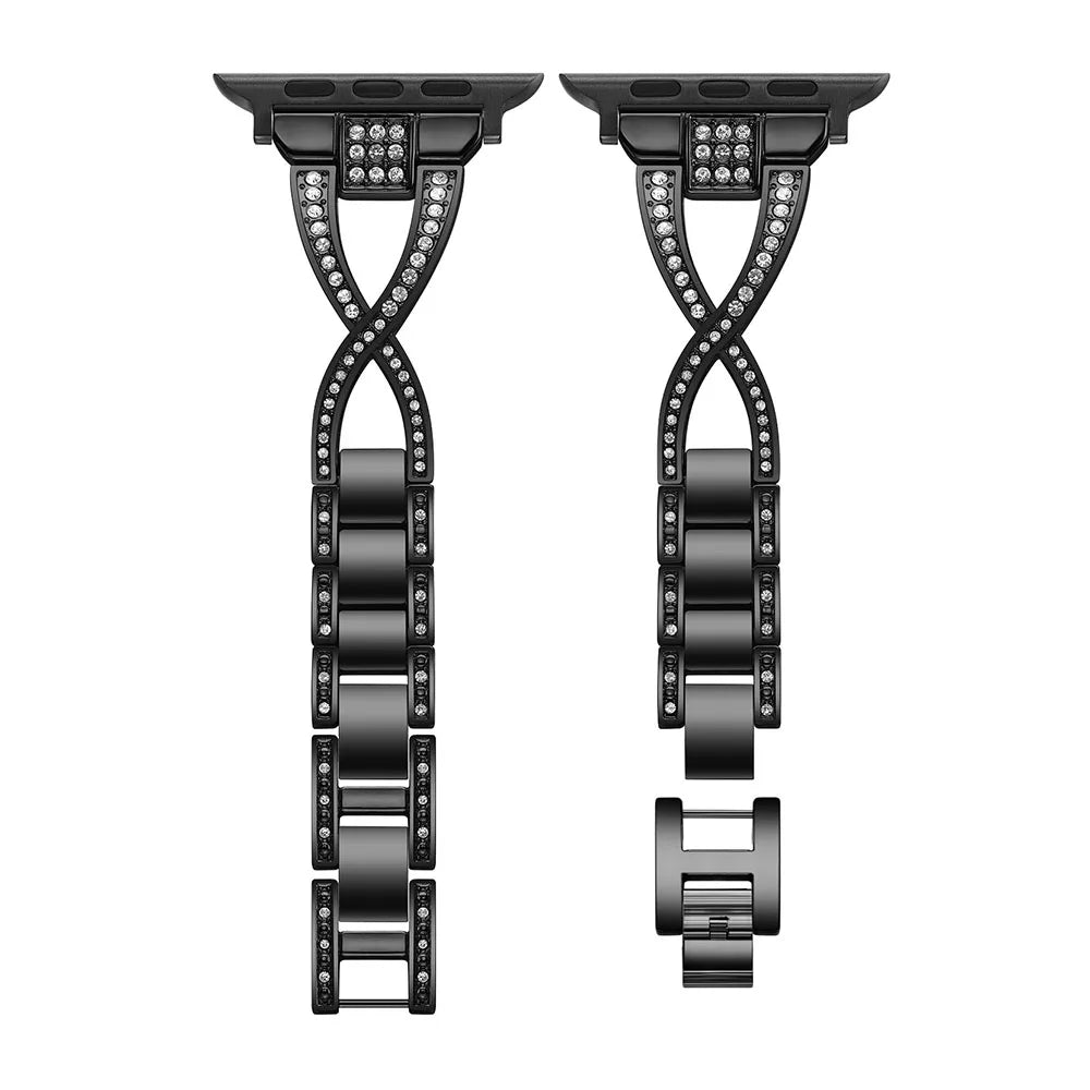 Apex — diamond-inlaid metal bracelet watch strap