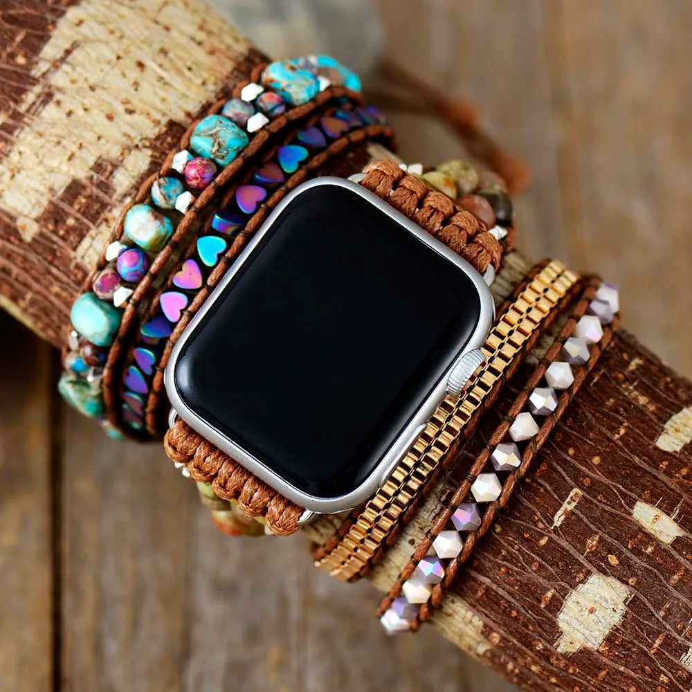 Haven — beaded love-heart bracelet watch strap
