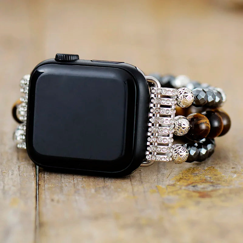 Flint — beaded stretch bracelet watch strap