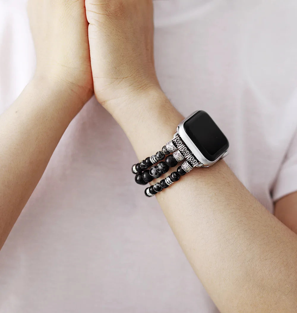 Dusk — beaded stretch bracelet watch strap
